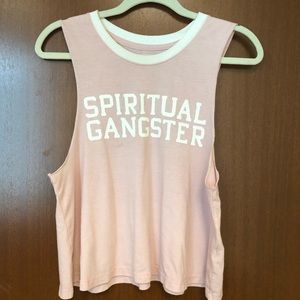Spiritual Gangster Crop Tank in Pink